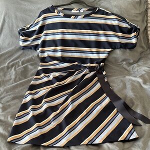 New York & Company Black and Gold Striped Dress